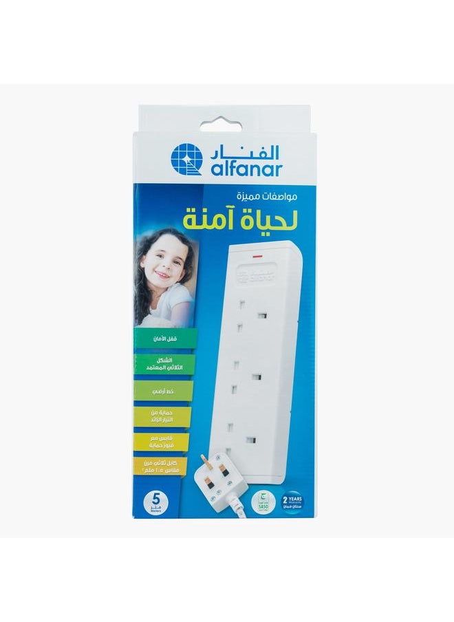 Lumos 13A Cord Extension 3 Socket With 5 Metre Cable  - Image 1