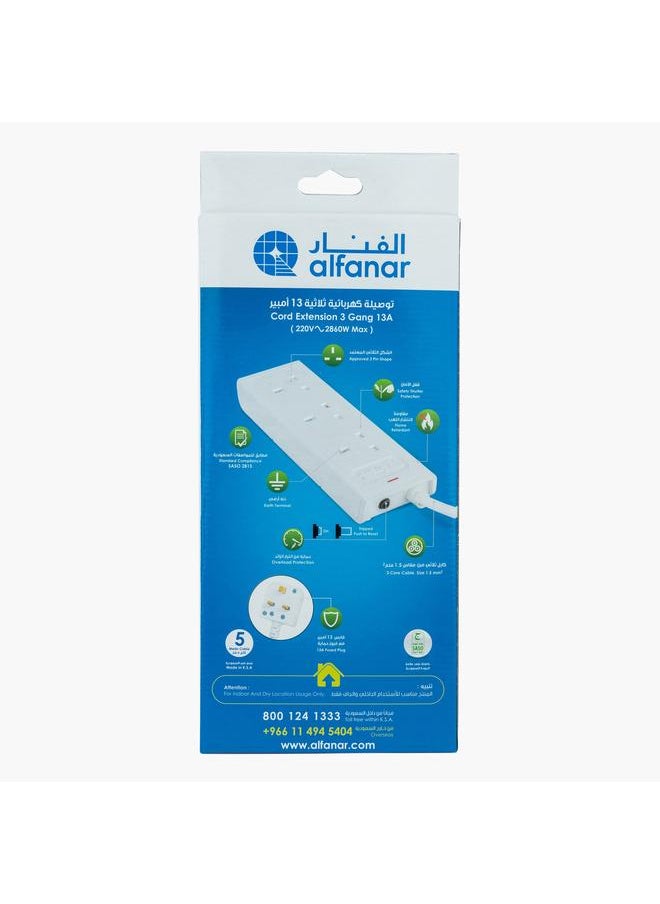 Lumos 13A Cord Extension 3 Socket With 5 Metre Cable  - Image 4