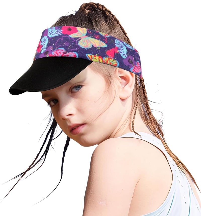 Holiberty Kids Boys Girls Quick Dry Cooling Sun Visor Beach Hat UPF50 Elastic Sports Headbands Summer Tennis Golf Cap Sun Hat Age 3-12 - Image 2