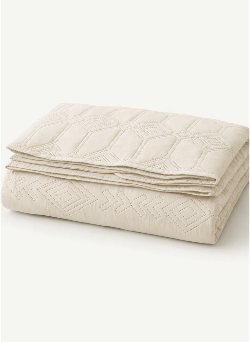 ميرال مفرش سرير نفر ونص سادة مضغوط – 4 قطع – لحاف محبوك 160×210 سم مع شرشف مغاط 120×200 سم - Image 3