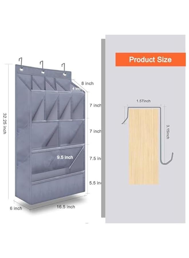HOOKOR Over the Door Shoe Rack for Closet, Fit 14+ Pairs Sneakers Large Hanging Shoe Organizer, Shoe Holder Back of Door Dorm and Narrow Door Shoe Storage, Accessories (Grey) - Image 2