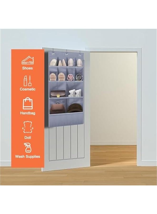 HOOKOR Over the Door Shoe Rack for Closet, Fit 14+ Pairs Sneakers Large Hanging Shoe Organizer, Shoe Holder Back of Door Dorm and Narrow Door Shoe Storage, Accessories (Grey) - Image 3