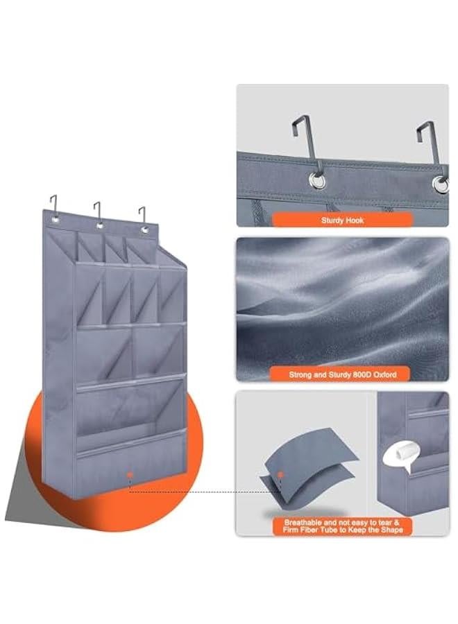 HOOKOR Over the Door Shoe Rack for Closet, Fit 14+ Pairs Sneakers Large Hanging Shoe Organizer, Shoe Holder Back of Door Dorm and Narrow Door Shoe Storage, Accessories (Grey) - Image 4