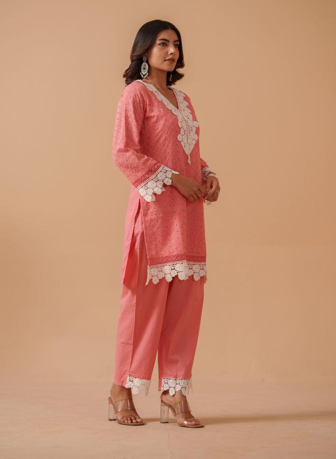 DW Embroidered Lace Trim Tunic with Trousers Co-Ords - Image 4