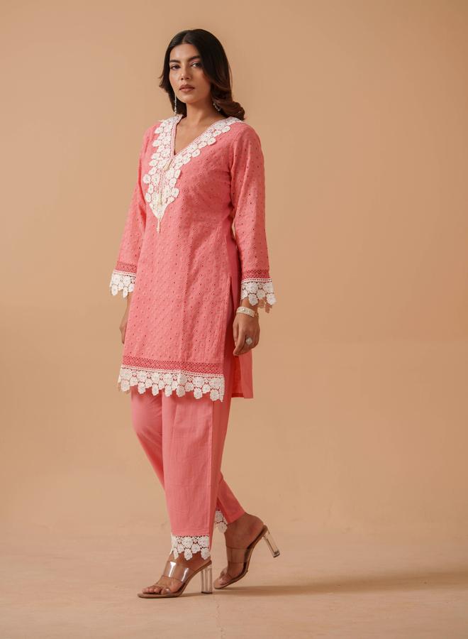 DW Embroidered Lace Trim Tunic with Trousers Co-Ords - Image 5