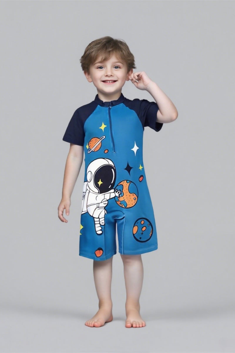 أنا أحب الأطفال ملابس السباحة الجديدة للأطفال ، الأكمام القصيرة ، مع قبعة السباحة ، الأولاد 90 سم-100 سم ، الجاف السريع ، للشاطئ والسباحة - Image 1