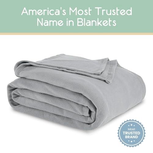 Vellux Twin Size Microfleece Blanket | Fleece Bed Blanket | All-Season Comfort | Supersoft Lightweight | Plush Throw Blanket for Bed Couch or Sofa | Pet-Friendly | Light Grey - Image 2