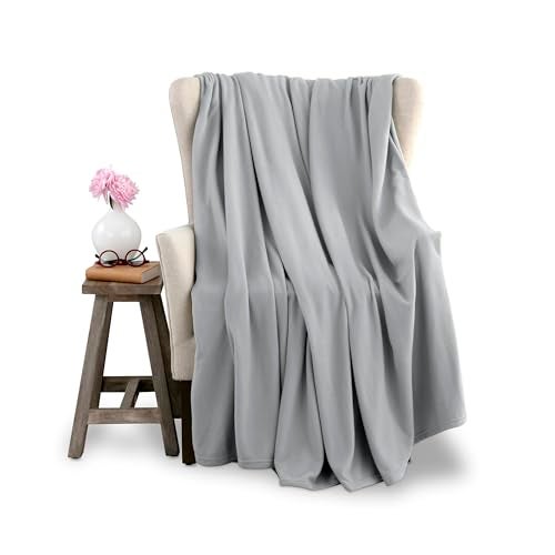 Vellux Twin Size Microfleece Blanket | Fleece Bed Blanket | All-Season Comfort | Supersoft Lightweight | Plush Throw Blanket for Bed Couch or Sofa | Pet-Friendly | Light Grey - Image 1