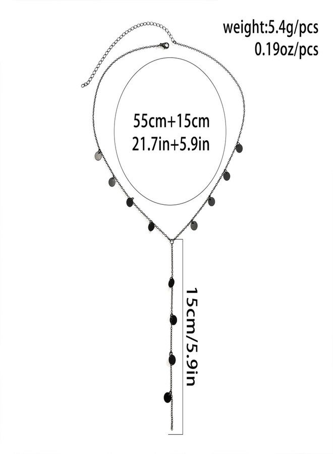 MIFYNN Long Necklaces for Women Black Lariat Y-Shaped Necklace Star Necklace Discs Necklace Trendy Jewelry Gifts for Women(Discs) - Image 4
