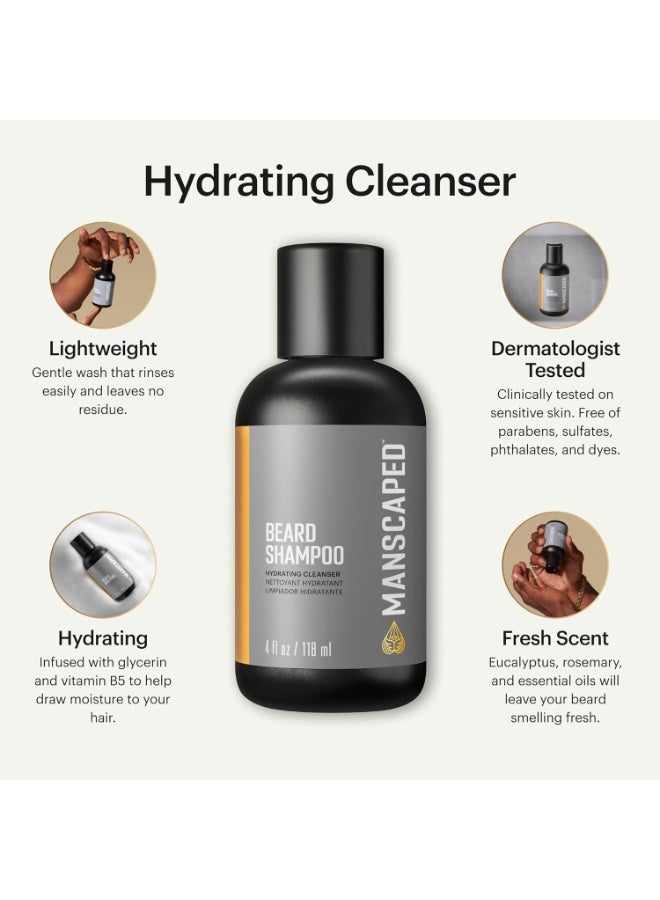 manscaped MANSCAPED® UltraPremium Beard Shampoo, Hydrating Cleanser with Eucalyptus, Rosemary, Lavender Essential Oils, Moisturizing Beard Wash for Hair and Skin (4 oz), 2-Pack - Image 4