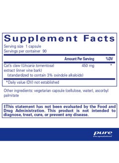 Pure Encapsulations Cat'S Claw ; Supplement To Support Joints Immune And Cardiovascular Systems And Gastrointestinal Health* ; 90 Capsules  - Image 3