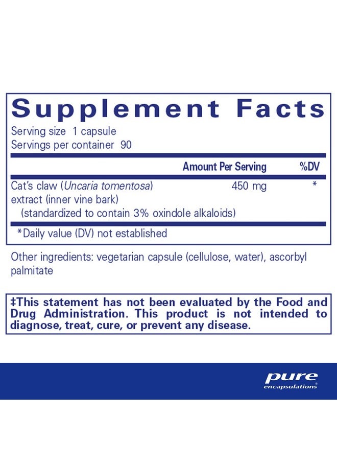 Pure Encapsulations - Cat'S Claw ; Supplement To Support Joints Immune And Cardiovascular Systems And Gastrointestinal Health* ; 90 Capsules - Image 1