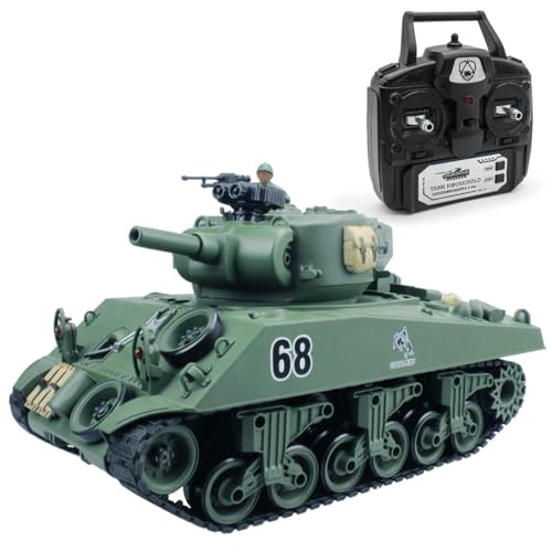 fisca Remote Control Tank 24Ghz 15 Channel 120 Sherman M4A3 Main Battle RC Tank That Shoot BBS Airsoft for Kids Age 10 11 1216 Year Old - Image 1