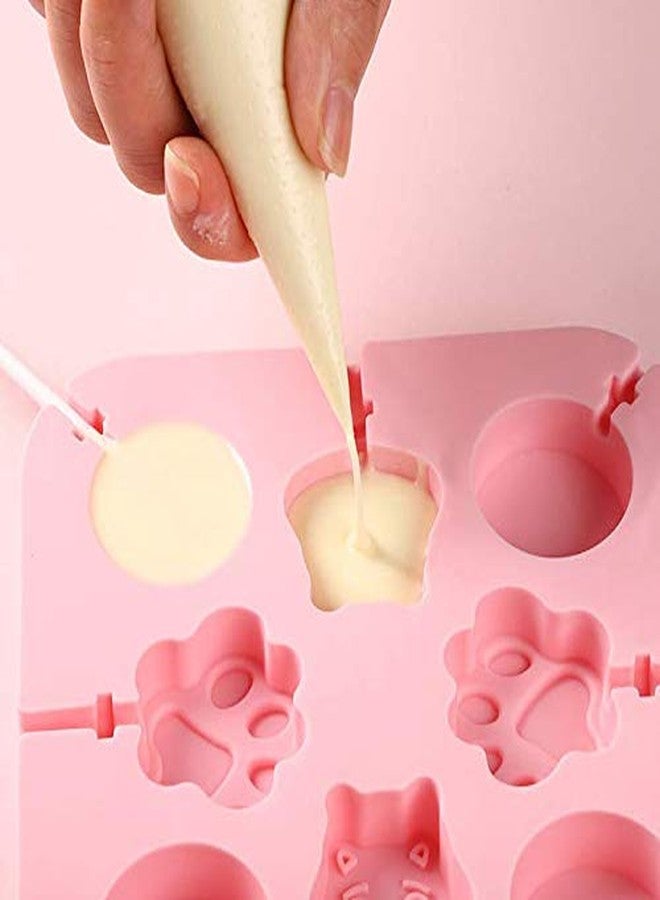 Aeyistry Creative Animals,lollipop and Cat's Paw Shaped Fondant Mold,Chocolate Candy Silicone Cake Mould,Fondant Cake Decorating Tools(Pink) - Image 3