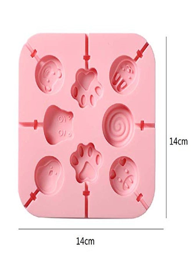 Aeyistry Creative Animals,lollipop and Cat's Paw Shaped Fondant Mold,Chocolate Candy Silicone Cake Mould,Fondant Cake Decorating Tools(Pink) - Image 2