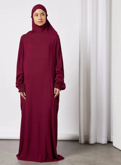 Hayat Praying Dress In Plain Colour With Attached Veil