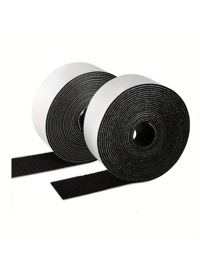2Pcs Heavy Duty Black Hook And Loop Strips 2 Inch Wide 2 7 Yards Each Sticky Back Fastener Tape - Image 1