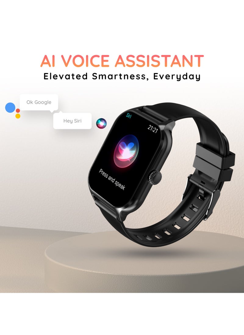 بيبل Elevate 1.99 بوصة (5.05 سم) شاشة عرض لا نهائية، مكالمات BT، جناح صحي، وضع رياضي متعدد، عداد الخطى، وجوه ساعة متعددة، مساعدة صوتية للذكاء الاصطناعي، مراقب النوم، تنبيه خامل.  - Image 3