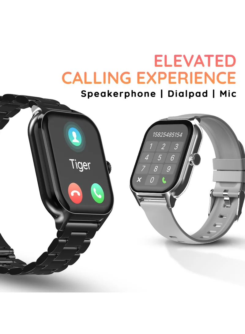 Pebble Elevate 1.99" Infinite Display Smartwatch, IP67 Water&Dust Resistance, Compatible with Android & iOS, BT Calling, Health Suite, Multi Sports Mode, Multi Watch Faces, AI Voice Assistance, Metal Gold