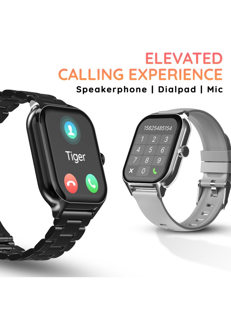بيبل Elevate 1.99 بوصة (5.05 سم) شاشة عرض لا نهائية، مكالمات BT، جناح صحي، وضع رياضي متعدد، عداد الخطى، وجوه ساعة متعددة، مساعدة صوتية للذكاء الاصطناعي، مراقب النوم، تنبيه خامل.  - Image 4