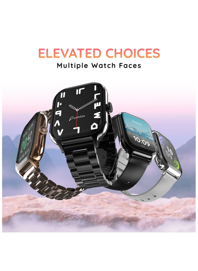 بيبل - Elevate 1.99 بوصة (5.05 سم) شاشة عرض لا نهائية، مكالمات BT، جناح صحي، وضع رياضي متعدد، عداد الخطى، وجوه ساعة متعددة، مساعدة صوتية للذكاء الاصطناعي، مراقب النوم، تنبيه خامل. - Image 1