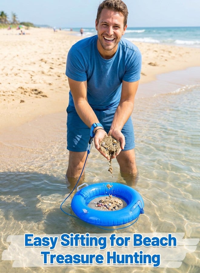 Big Gun Biggun Double Sifting Mesh Shark Tooth Sifter-Inflatable Floating Sand Sifter for The Beach with Comfortable Grip, Shelling Tools Beach Must Haves 2026 for Treasure Hunting & Shark Teeth, Blue - Image 5