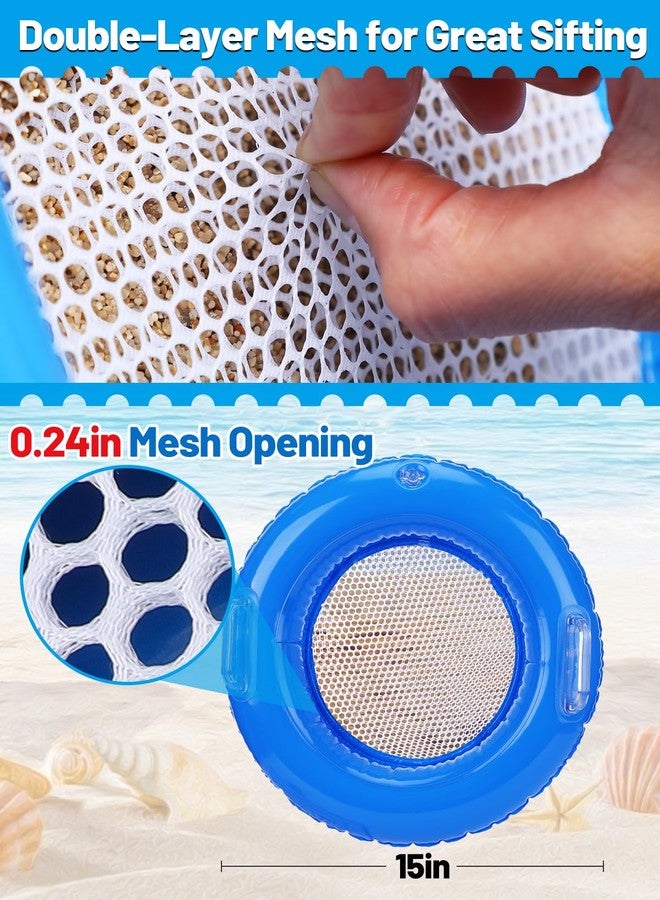 Big Gun Biggun Double Sifting Mesh Shark Tooth Sifter-Inflatable Floating Sand Sifter for The Beach with Comfortable Grip, Shelling Tools Beach Must Haves 2026 for Treasure Hunting & Shark Teeth, Blue - Image 2