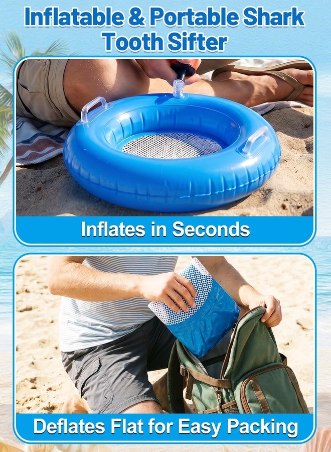 Big Gun Biggun Double Sifting Mesh Shark Tooth Sifter-Inflatable Floating Sand Sifter for The Beach with Comfortable Grip, Shelling Tools Beach Must Haves 2026 for Treasure Hunting & Shark Teeth, Blue - Image 4