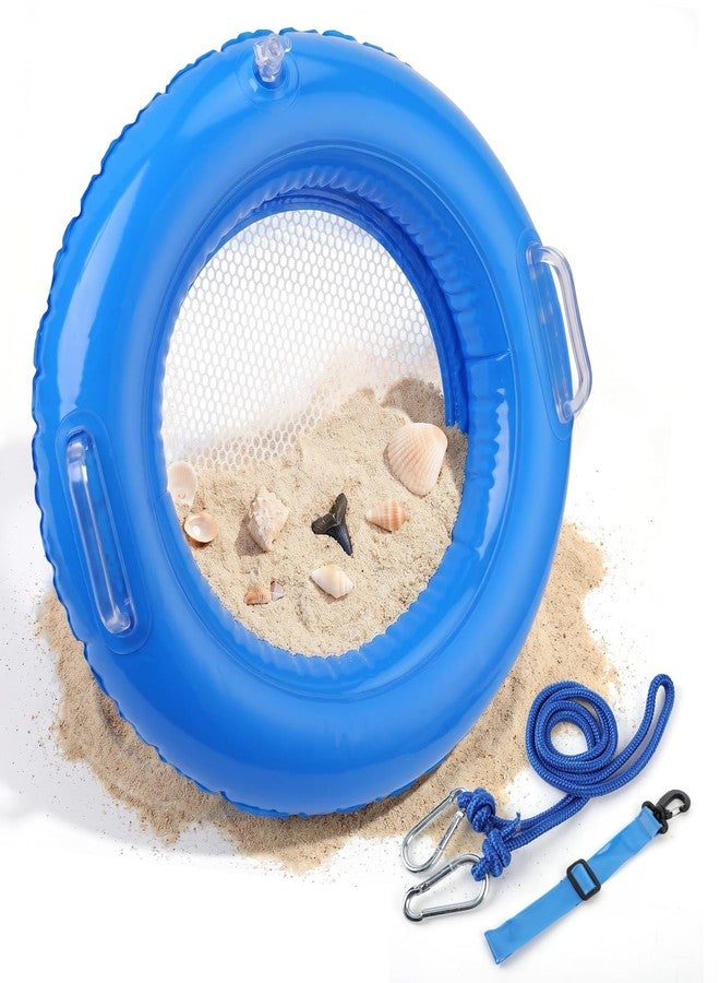 Big Gun Biggun Double Sifting Mesh Shark Tooth Sifter-Inflatable Floating Sand Sifter for The Beach with Comfortable Grip, Shelling Tools Beach Must Haves 2026 for Treasure Hunting & Shark Teeth, Blue - Image 1