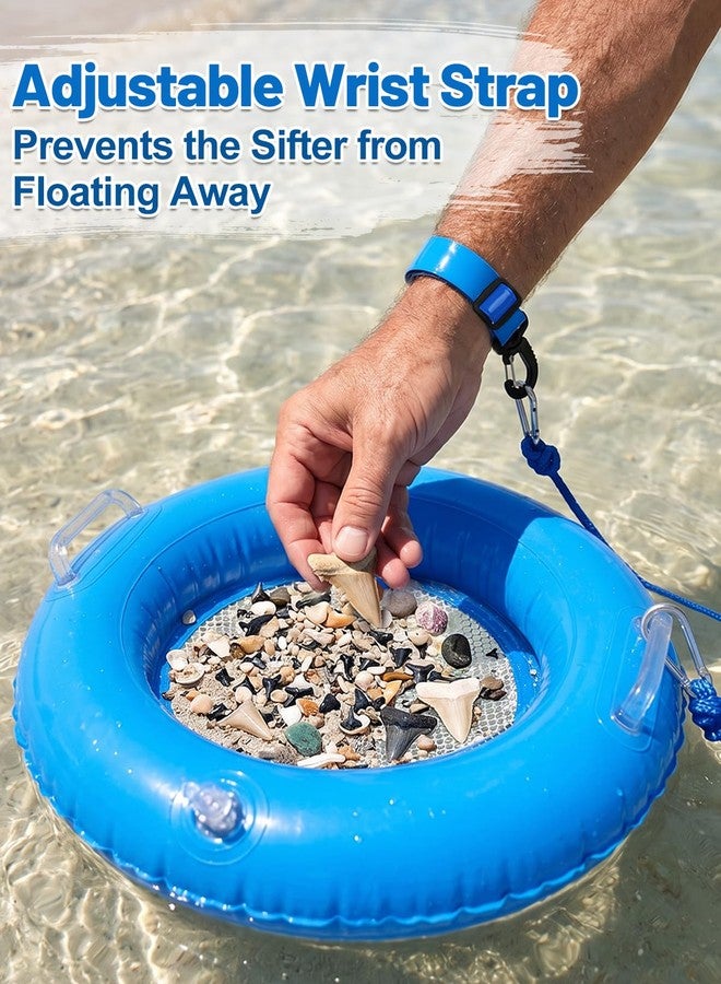 Big Gun Biggun Double Sifting Mesh Shark Tooth Sifter-Inflatable Floating Sand Sifter for The Beach with Comfortable Grip, Shelling Tools Beach Must Haves 2026 for Treasure Hunting & Shark Teeth, Blue - Image 3