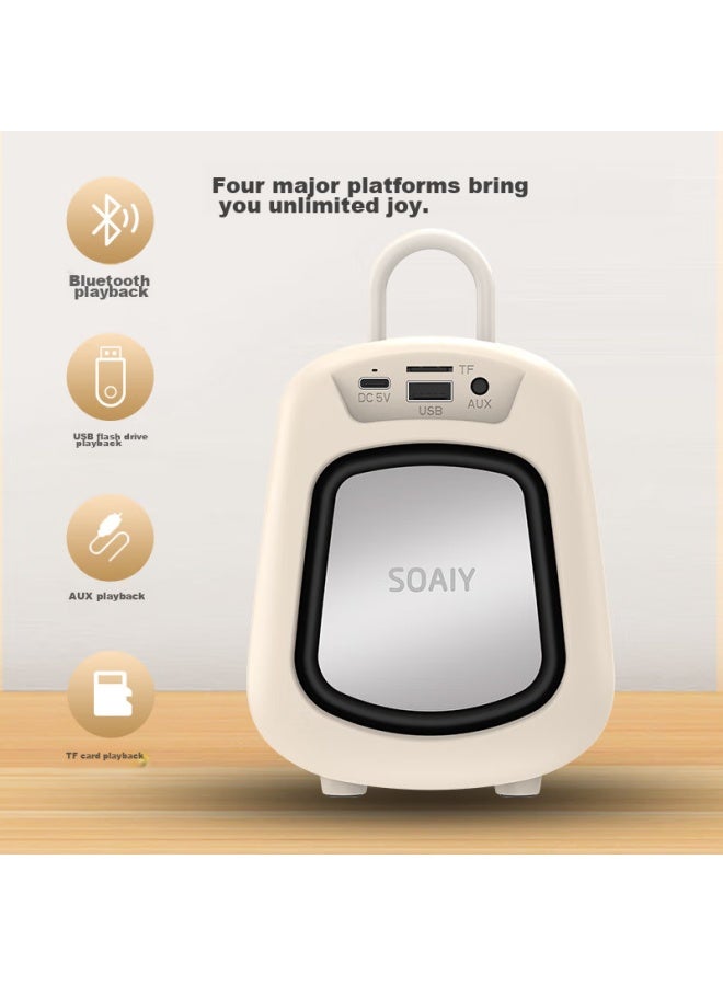 SOAIY K32m Bluetooth Karaoke Speaker With Dual Microphones, Built-in Sound Card, Smart Ai Xiaodu Song Selection, Home Ktv Sound System, Karaoke, Oil Painting White - Image 5