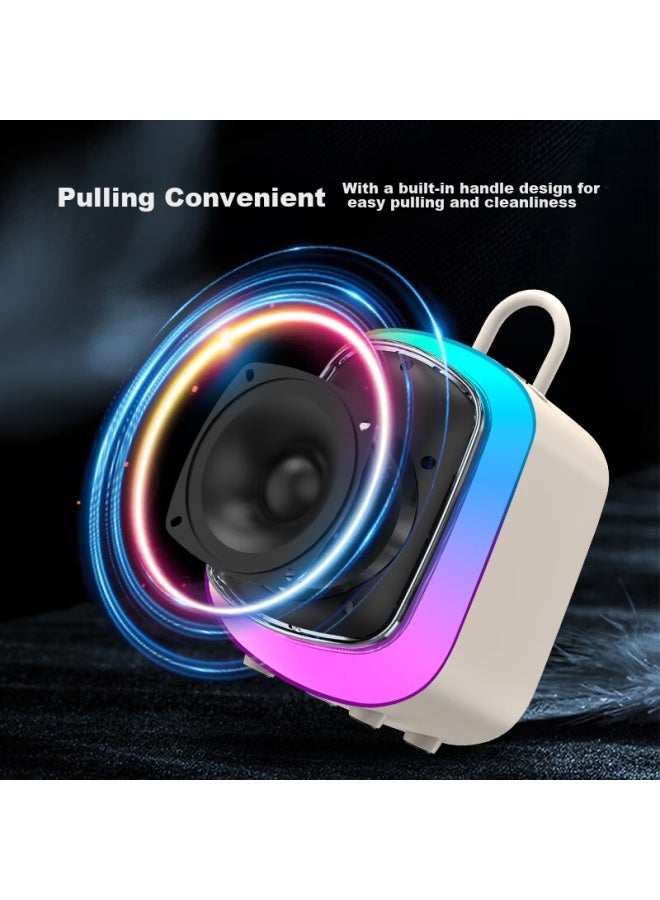 SOAIY K32m Bluetooth Karaoke Speaker With Dual Microphones, Built-in Sound Card, Smart Ai Xiaodu Song Selection, Home Ktv Sound System, Karaoke, Oil Painting White - Image 4