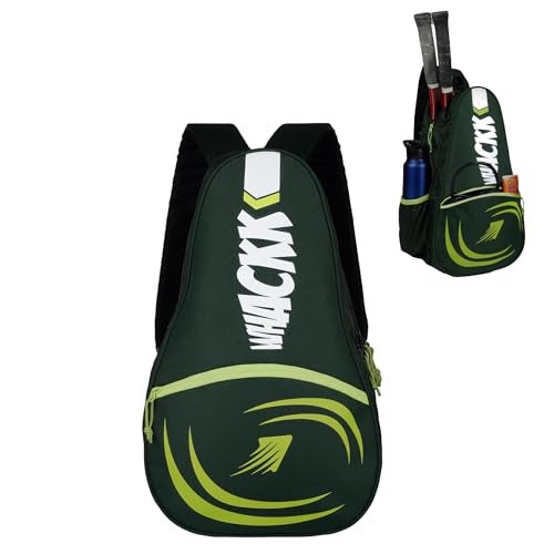 WHACKK Ace 28L Unisex Lightwieght Stylish Tennis Badminton Squash Equipment Kit Bag |Shuttle Bag |Shoe Pocket|Backpack Style|Spacious Storage Compartment|Rackets Tennis-6 Badminton-8 (Green),Polyester - Image 1