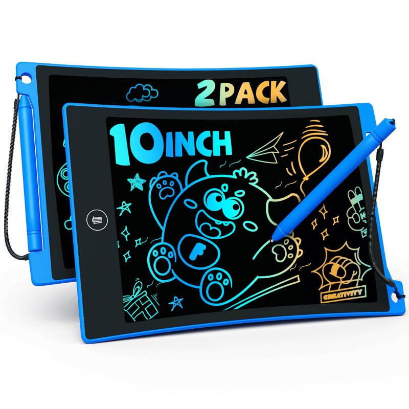TEKFUN 2 Pack LCD Writing Tablet with Anti-Lost Stylus, 10in Erasable Doodle Board Coloring Drawing Pad for Kids, Car Trip Educational Toys Birthday Gift for 3 4 5 6 7 Girls Boys Toddler (2*Blue) - Image 1