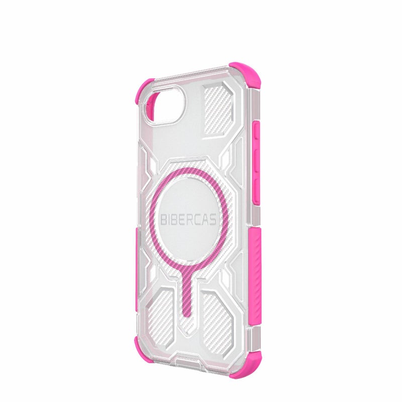 BIBERCAS For Iphone 16E Transparent Color Series Magsafe Air Bag Shockproof Phone Case(Pink) - Image 3