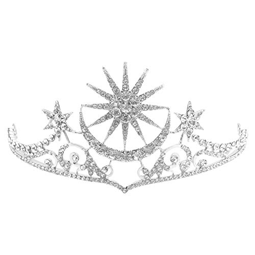 Frcolor Tiara Crowns Star Moon Wedding Crystal Bridal Headband Rhinestone Hair Band for Women - Image 1