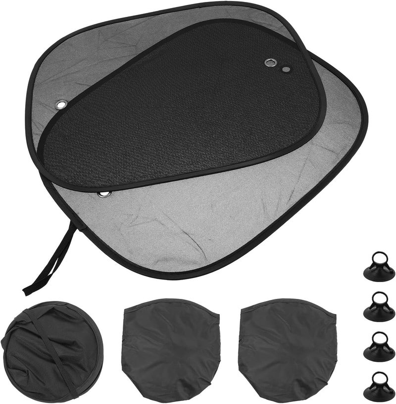 Car Side Window Sun Block Mesh Cover 2pcs 44X36Cm with Rustproof Copper Suction Cups Thickened Black Sunshade for UV Protection and Heat Reduction, Universal Fit for Vehicle - Image 1