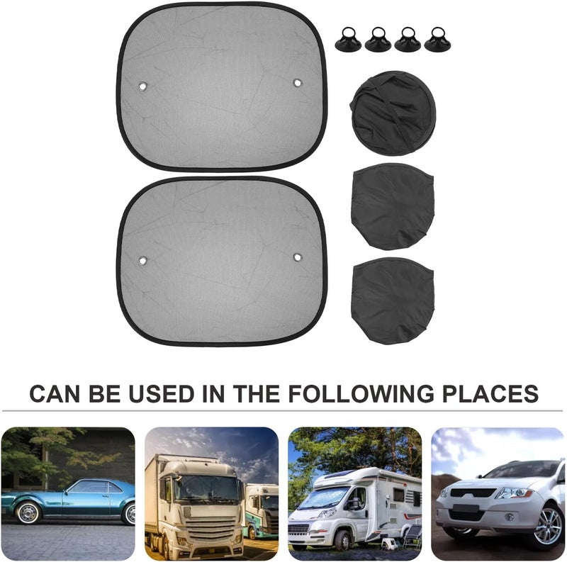 Car Side Window Sun Block Mesh Cover 2pcs 44X36Cm with Rustproof Copper Suction Cups Thickened Black Sunshade for UV Protection and Heat Reduction, Universal Fit for Vehicle - Image 4