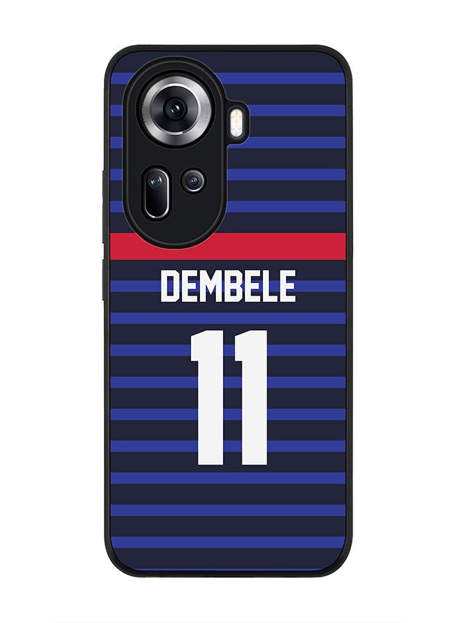 Stylizedd Rugged Black Edge Case for Oppo Reno11, Slim fit Case Flexible Anti Drop TPU Gel Thin Cover -  Football Team - France, Player Name - Dembele - Image 1