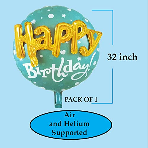 AMFIN® Happy Birthday 3D Round Foil Balloon Blue / 3D Happy Birthday Printed on Blue Round Shape Foil Balloon for Party Decoration, Birthday Decoration, Kids Decoration - Image 2