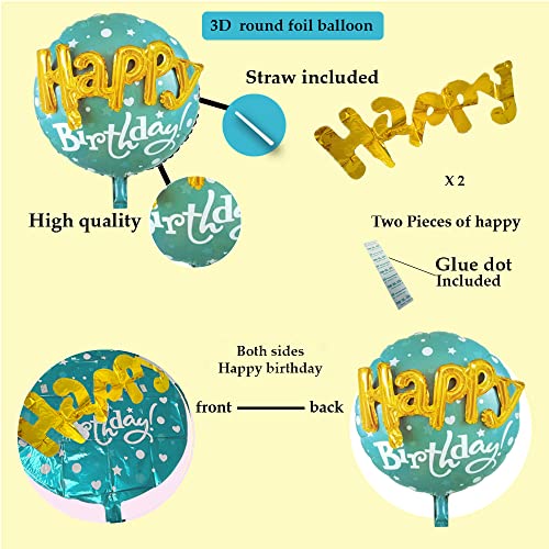 AMFIN® Happy Birthday 3D Round Foil Balloon Blue / 3D Happy Birthday Printed on Blue Round Shape Foil Balloon for Party Decoration, Birthday Decoration, Kids Decoration - Image 4
