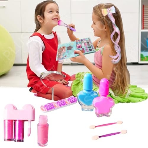 PLUSPOINT Kids Makeup Kit for Girl, Washable Makeup Set for Girls, Makeup Set for Kids, Girl Toys Children Play Makeup Kit with Folding Case Birthday Gifts for Girls Age 4 5 6 7 8 Year Old - Image 5