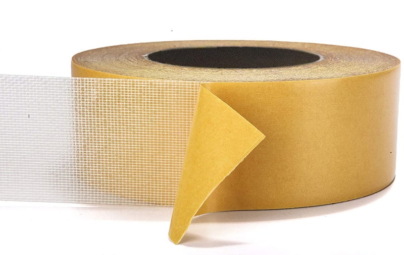 ZIVSA Zivsa Carpet Adhesive Tape DoubleSided Waterproof Carpet Adhesive Cloth Tape with Yellow Glassine Paper for Carpet NonSlip Removable Mesh Grid Suitable for Hardwood Floors  - Image 1