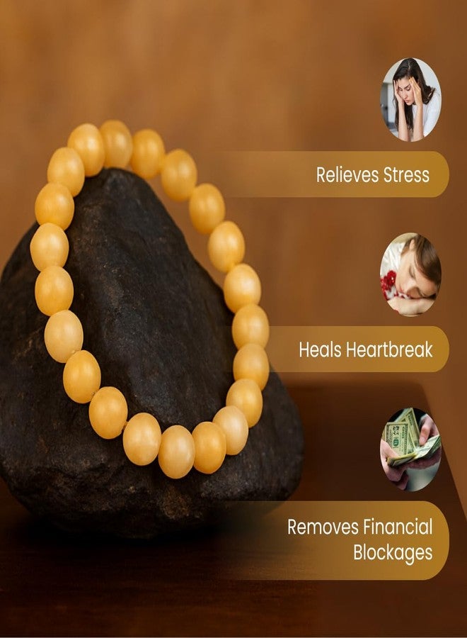 Divine Hindu Natural Yellow Calcite Bracelet | Energy Boost, Confidence, Mental Clarity, Chakra Balancing | Stretchable | For Men and Women - Image 3