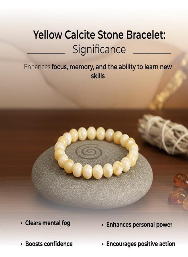 Divine Hindu Natural Yellow Calcite Bracelet | Energy Boost, Confidence, Mental Clarity, Chakra Balancing | Stretchable | For Men and Women - Image 5
