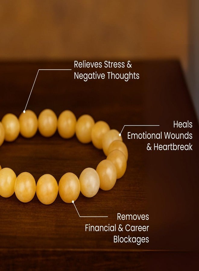 Divine Hindu Natural Yellow Calcite Bracelet | Energy Boost, Confidence, Mental Clarity, Chakra Balancing | Stretchable | For Men and Women - Image 4