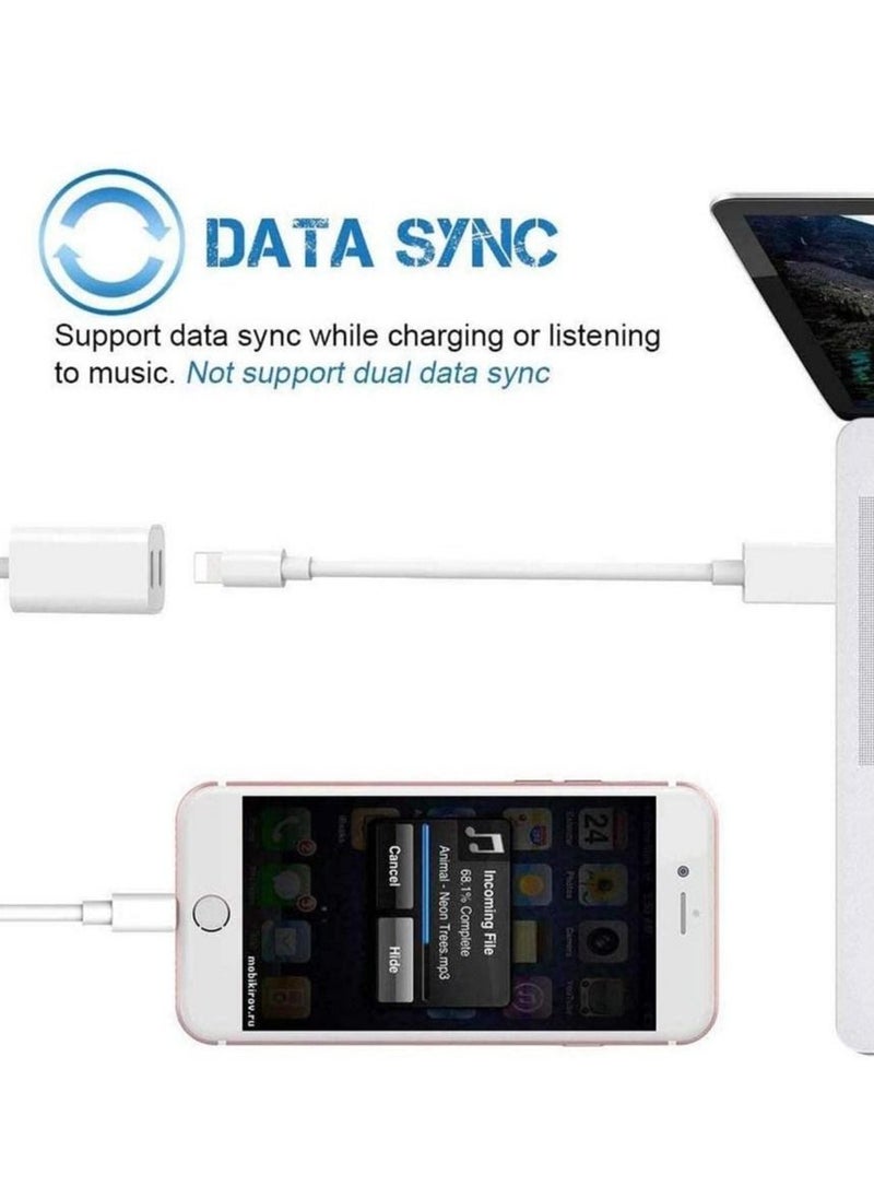 ELTRAZONE Double Lightning Headphone Splitter, 2 in 1 Dual Lightning Headphone Audio & Charge Cable Compatible for iPhone 12/11/XS/XR/X 8 7/iPad, Support Sync Data + Music Control + Call  - Image 3