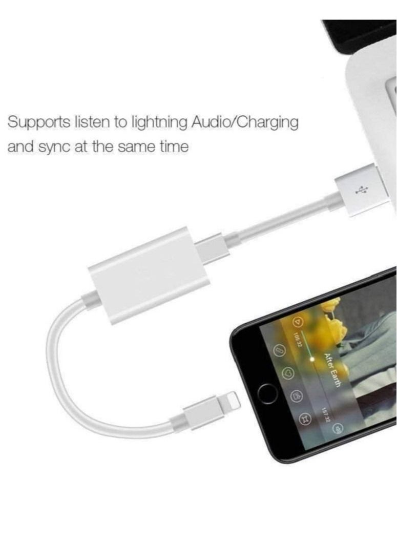 ELTRAZONE Double Lightning Headphone Splitter, 2 in 1 Dual Lightning Headphone Audio & Charge Cable Compatible for iPhone 12/11/XS/XR/X 8 7/iPad, Support Sync Data + Music Control + Call  - Image 2