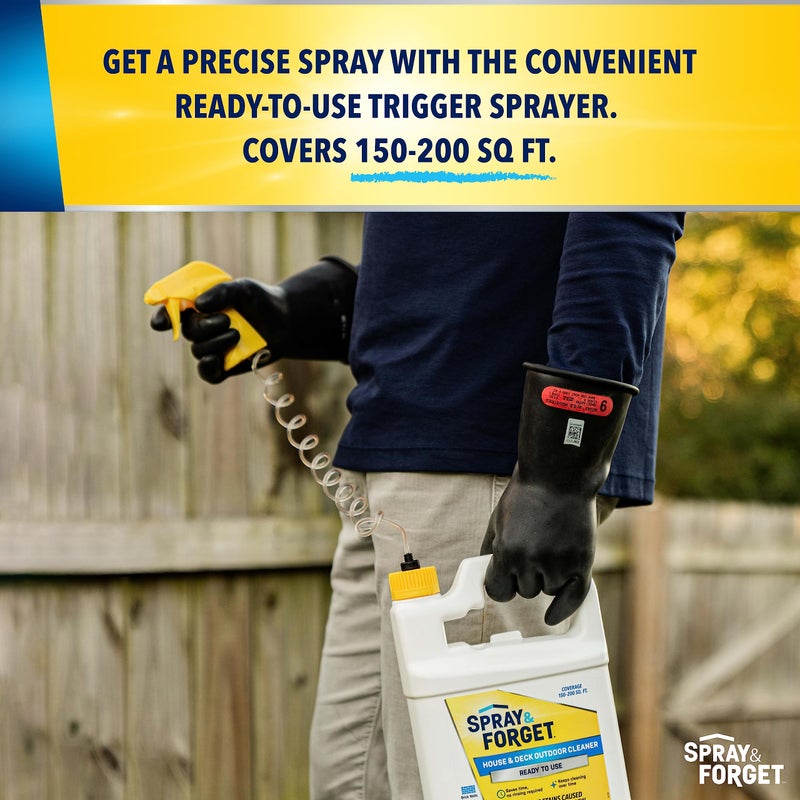Spray & Forget Ready-to-Use House & Deck Outdoor Cleaner - Nested Trigger Spray Bottle - 1 Gallon - Image 5