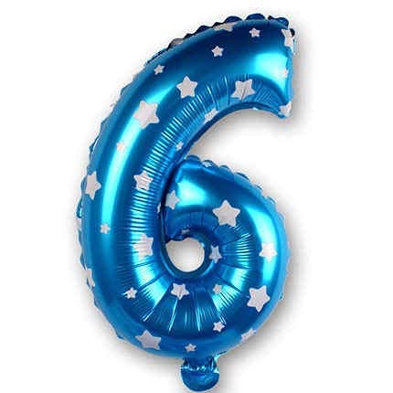 flavouredlove 16 inch Six Foil Number Air or Helium Balloon Party Decoration Blue hearts Pack of 1 | 6 Year No. Balloons Birthday/Anniversary (Blue hearts Number 6) - Image 4